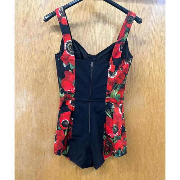 NWT Dolce & Gabbana Rose floral-print bodysuit Top Red Black IT 36 US XS - Picture 8 of 10